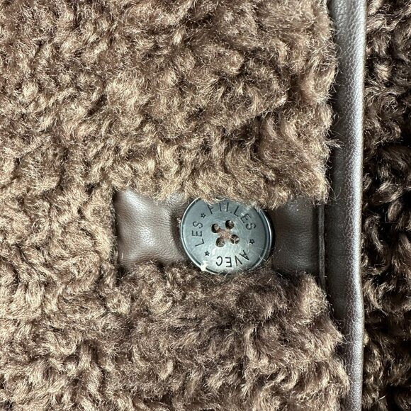 Avec Les Filles Faux Shearling Teddy Coat w/ Faux Leather Trim, Size S, Espresso - Picture 7 of 13
